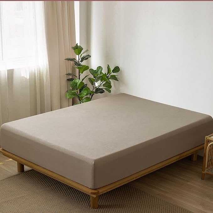 MooMee Fitted Bottom Sheet Only 100% Washed Cotton Linen Like Textured - Image 3