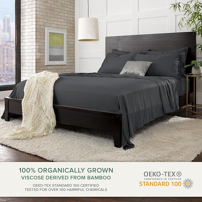Pure Bamboo Twin Sheets, Genuine 100% Organic Viscose Derived from Bamboo Bed - Image 2