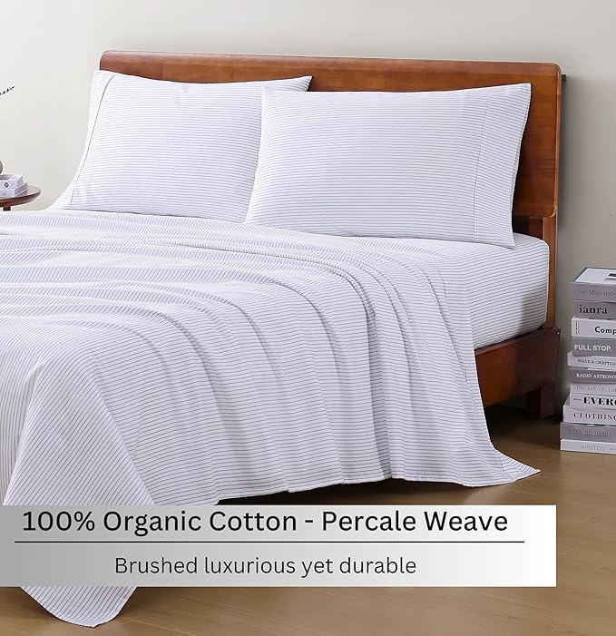 LANE LINEN 100% Organic Cotton Full Sheet Set, Low Pilling Fade Resistant - Image 3