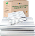 California Design Den California King Sheet Stripe, 100% Organic Cotton Percale by CaliforniaDesignDen