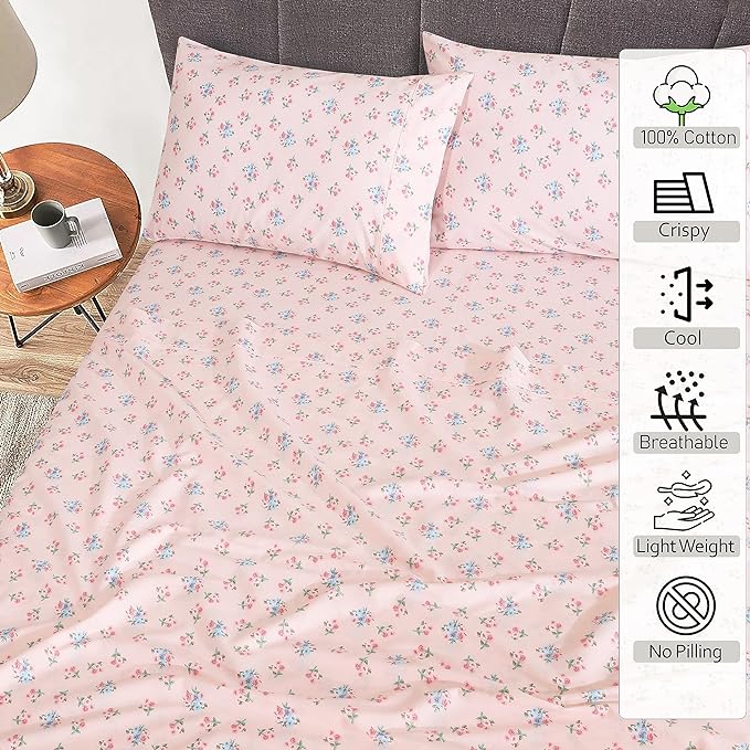 RUVANTI 100% Cotton Sheets – Queen Size Percale Bedding, Cooling & Breathable - Image 2