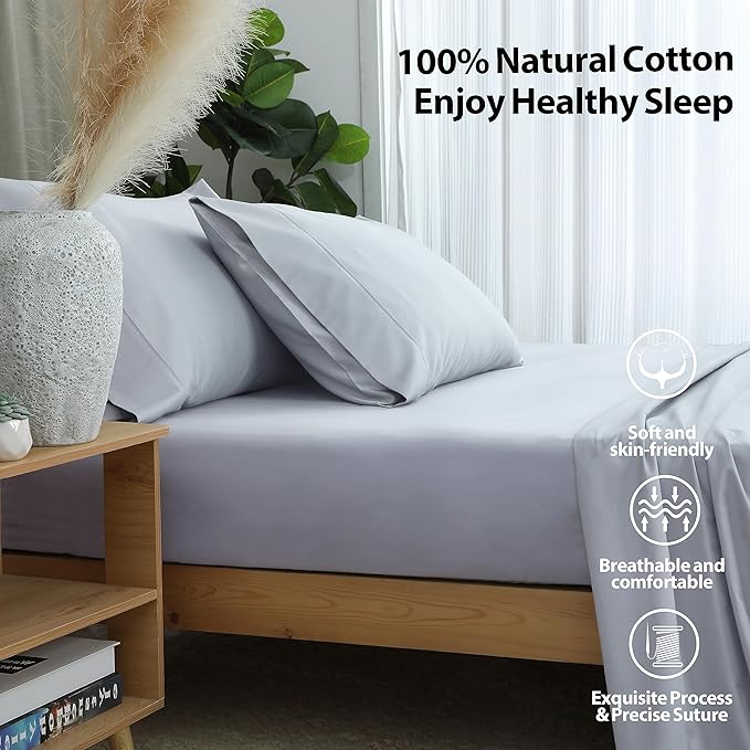 California King Size Fitted Sheet Only Gray, 100% Egyptian Cotton 600 Thread - Image 2