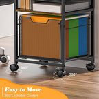 5-Tier Rolling File Cart Under Desk with Drawers, File Cabinet Organizer for Hanging File Folders, Letter-Size File Storage with Wheels, Multi-Layer Mobile Filing Cabinet for Under Desk Storage