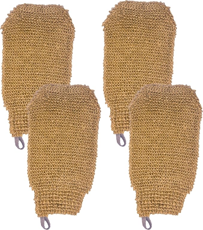 Natural Exfoliating Hemp Bath Mitt Shower Gloves Loofah Washcloth Sponge by Bleu+Bath