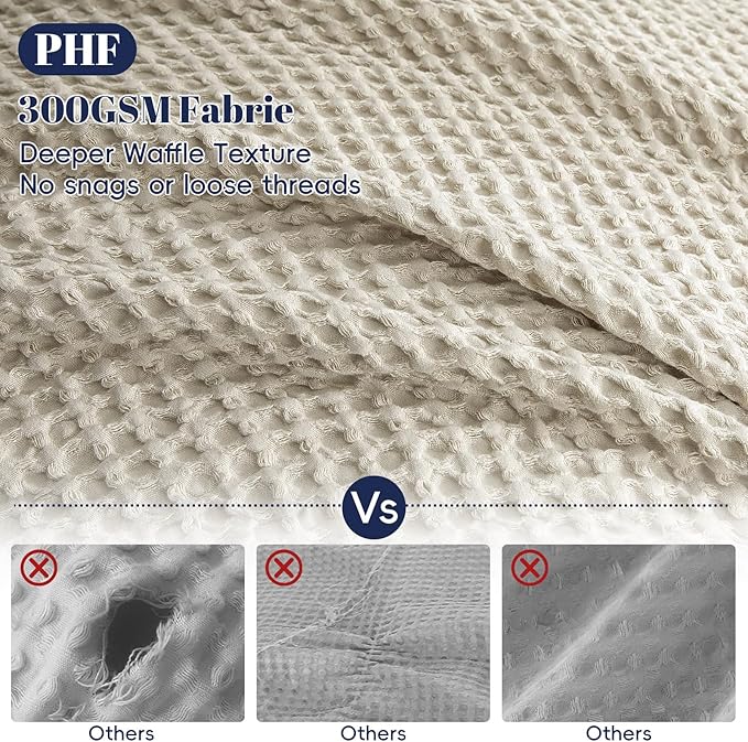 PHF Waffle Weave Duvet Cover Set King Size, No Snagging Ultra Soft Luxury - Image 3