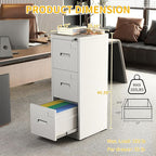 Reegangfa 3-Drawer File Cabinet with Lock, Metal Vertical Filing Cabinets for Home Office, Lockable Narrow Heavy-duty Steel Storage Cabinet with Tag,Hanging Letter/Legal/A4Size,Assemble Required,White