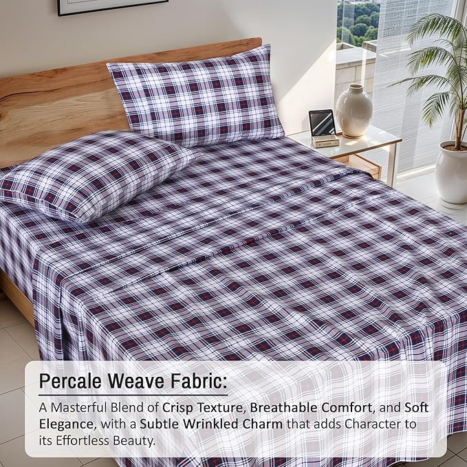 RUVANTI 100% Cotton Sheets – California King Percale Bedding, Cooling & - Image 3