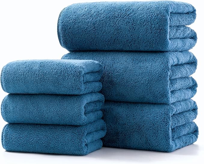 Lumimi Towel Set of 6 Very Soft Microfiber 3 Bath and 3 Hand Towels Quick Dry by Lumimi