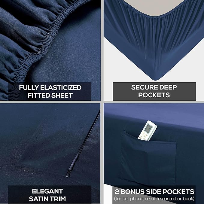 Mueller Ultratemp King Size Sheets Set, Super Soft 1800, 6 Piece, Deep Pocket - Image 4