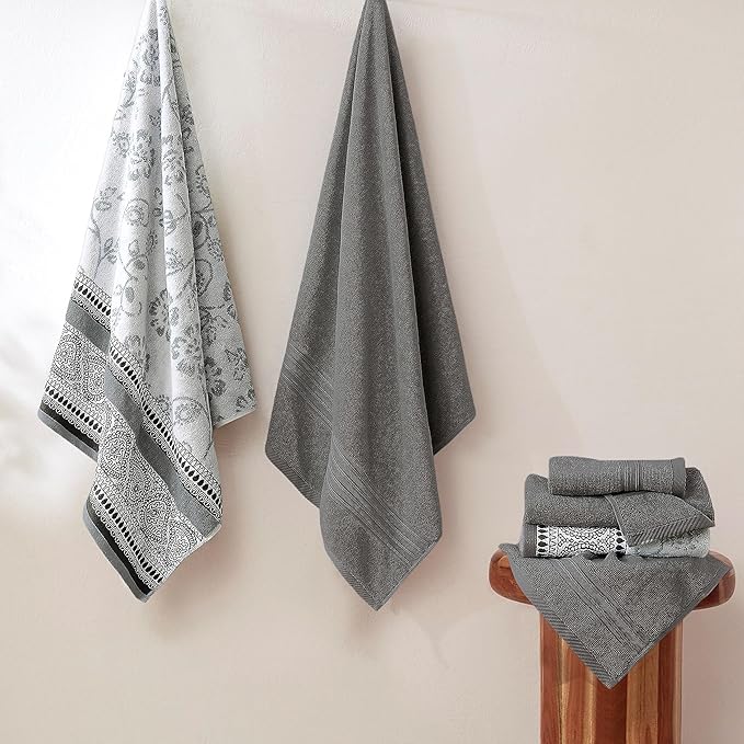 Modern Threads Floral Trail 6-Piece 100% Cotton Towel Set – Reversible Yarn - Image 2