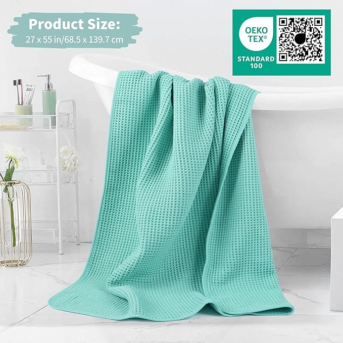 MICROFI Microfiber Waffle Bath Towels, 4 Pieces, Fast Drying, Lint Free 430 GSM - Image 5