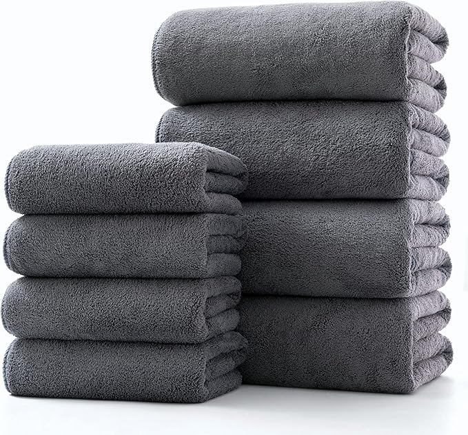 Lumimi Towel Set of 8 Very Soft Microfiber 4 Bath and 4 Hand Towels Quick Dry by Lumimi
