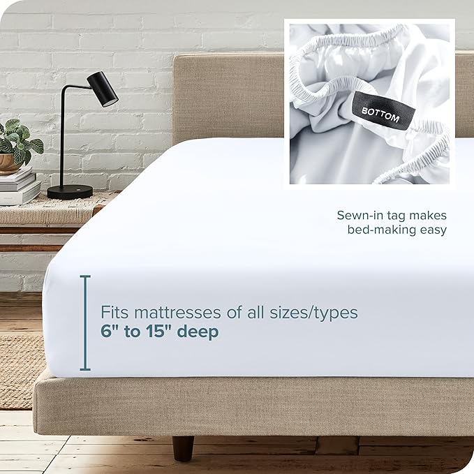 Bare Home Fitted Bottom Sheet Full Size - Image 6