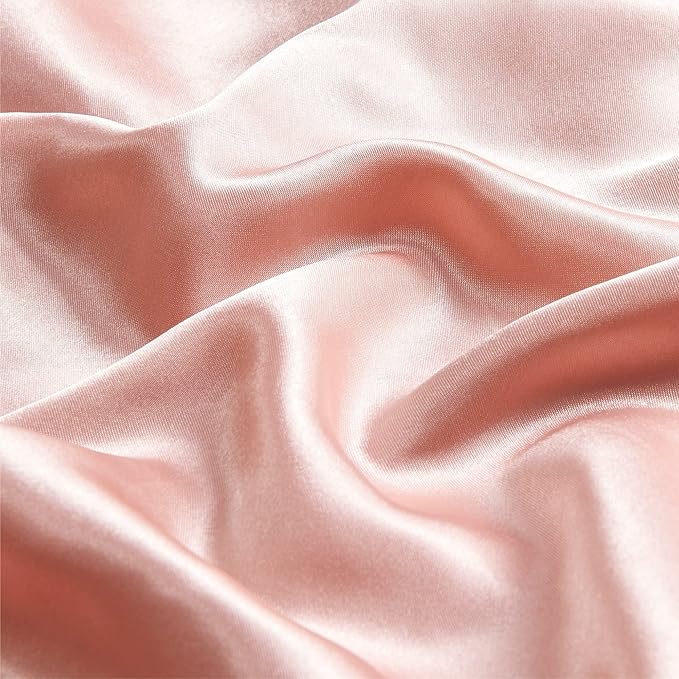 BEDELITE Satin Pillowcase with Zipper, Coral King Size Pillow Cases Set of 2 - Image 3