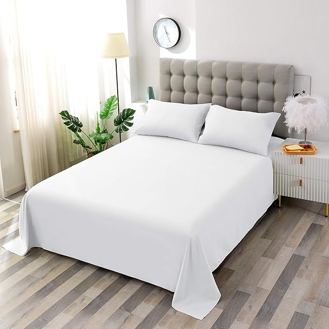 Sfoothome White Flat Sheet, Ultra Soft and Comfortable Microfiber Top Sheet - Image 5