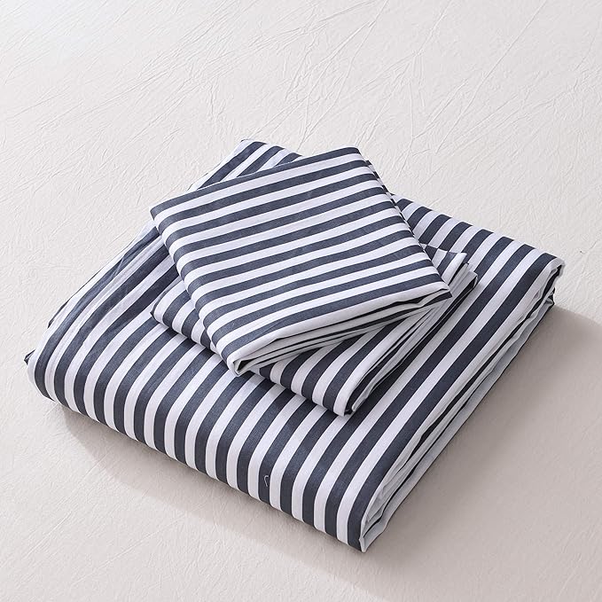 JELLYMONI 100% Natural Cotton 3pcs Striped Duvet Cover Sets, - Image 8
