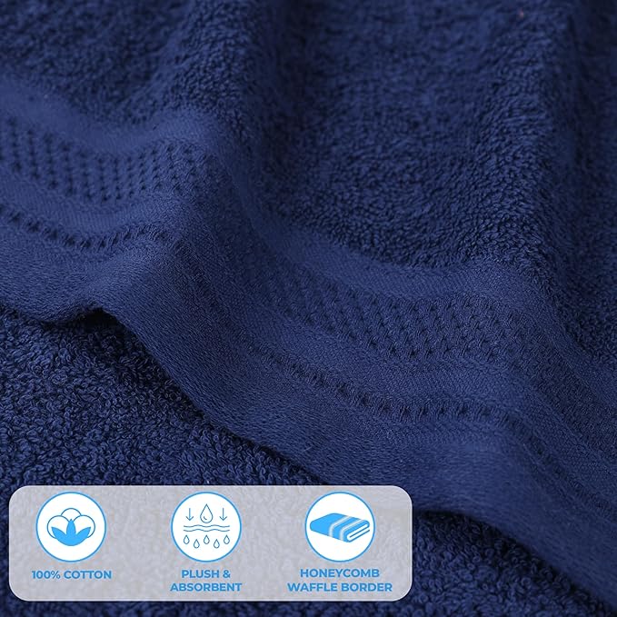 Superior Honeycomb 100% Cotton 500 GSM 12 Piece Bath Towel Set, 6 Washcloths - Image 4