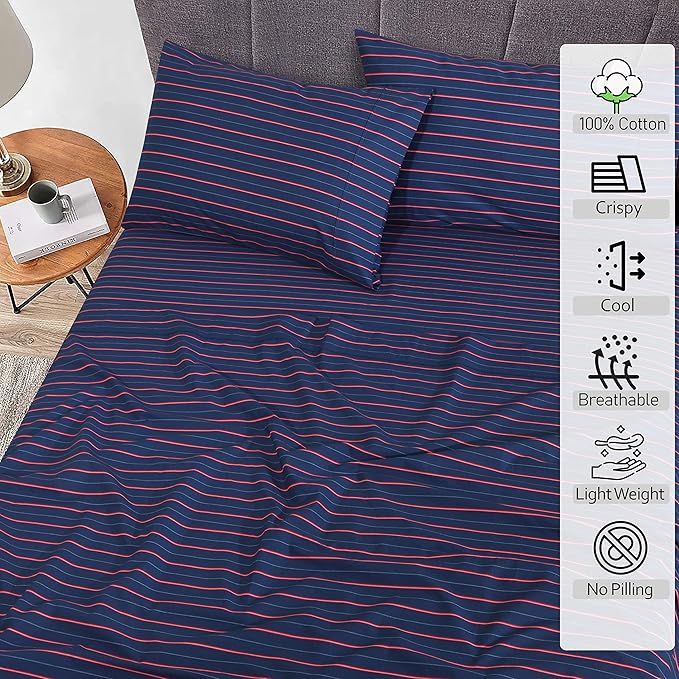 RUVANTI 100% Cotton Sheets – California King Percale Bedding, Cooling & - Image 2