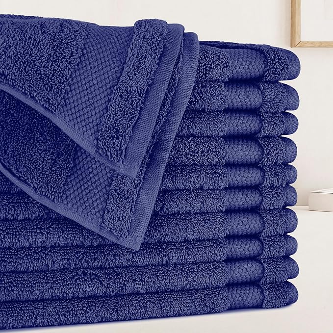 BIOWEAVES 100% Organic Cotton 700 GSM Plush Premium Washcloths 13" x 13" GOTS by BIOWEAVES