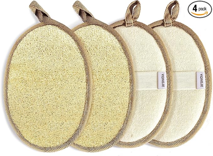 YIQINGJIE Natural Loofah Sponge Exfoliating Body Scrubber, Made by YIQINGJIE