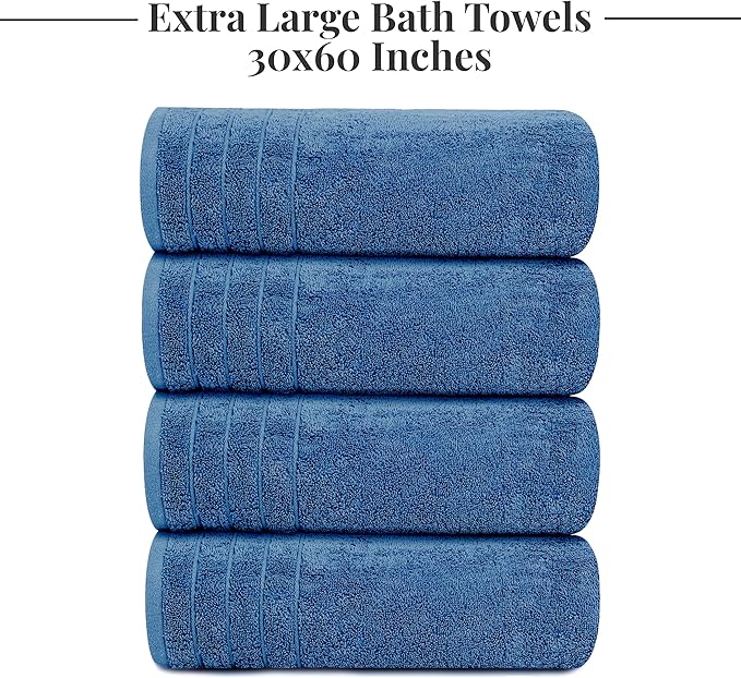 Tens Towels Pack of 4 Extra Large Bath Towels 30 x 60 Inches, 100% Cotton - Image 7