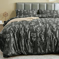 MUXHOMO Duvet Cover Full Size, Reversible Floral Dark Grey Duvet Cover Set by MUXHOMO