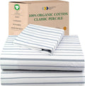 California Design Den Blue Stripe Sheets, 100% Organic Cotton Percale Sheets by CaliforniaDesignDen