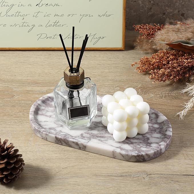 Koville Real Luxurious Natural Marble Vanity Tray, Stone Perfume Trays Jewelry - Image 7