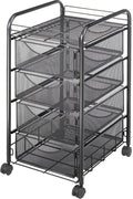 Safco Onyx Rolling File Cart with 4 File Drawers, Fits Letter-Size Hanging Folders, Durable Steel Mesh Construction