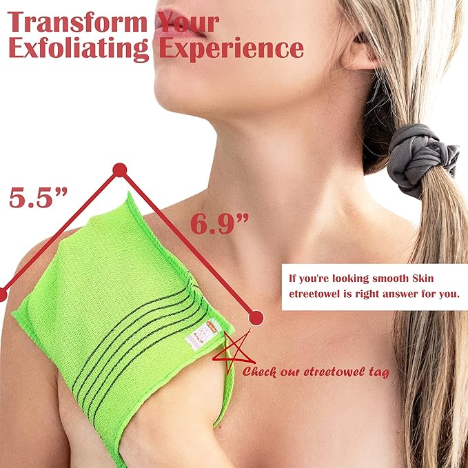 etreetowel Korean Asian Exfoliating Bath Washcloths Mitt Scrub - Image 2