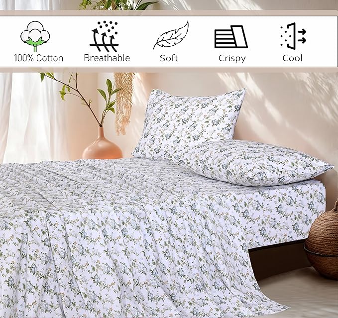 RUVANTI 100% Cotton Sheets – Full Size Percale Bedding, Cooling & Breathable - Image 5
