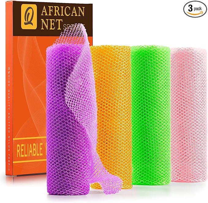 UJFQBH 4 Pieces African Net Sponge African Net Long Net Bath Sponge Exfoliating by BuyNow
