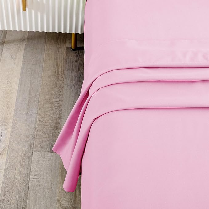 Sfoothome Bedding Flat Sheet, Queen Pink Top Sheet - Image 2