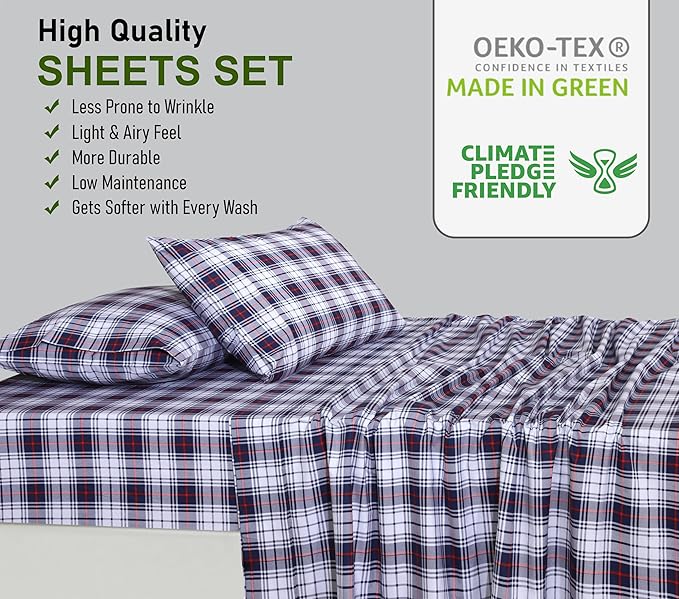 RUVANTI 100% Cotton Sheets – Twin Size Percale Bedding, Cooling & Breathable - Image 7