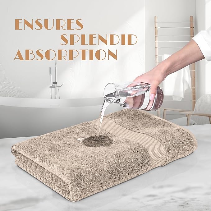 White Classic Wealuxe Taupe Bath Towels 24x50 Inch, Cotton Towel Set - Image 5