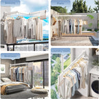 Drying Rack, Wall Mounted Clothes Rack, Aluminum, 220lbs Capacity, Foldable, White