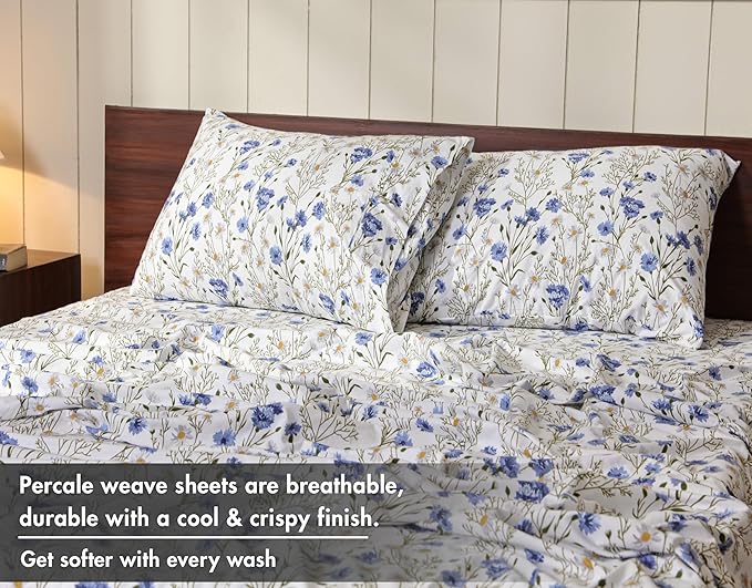 RUVANTI 100% Cotton Sheets – Queen Size Percale Bedding, Cooling & Breathable - Image 4
