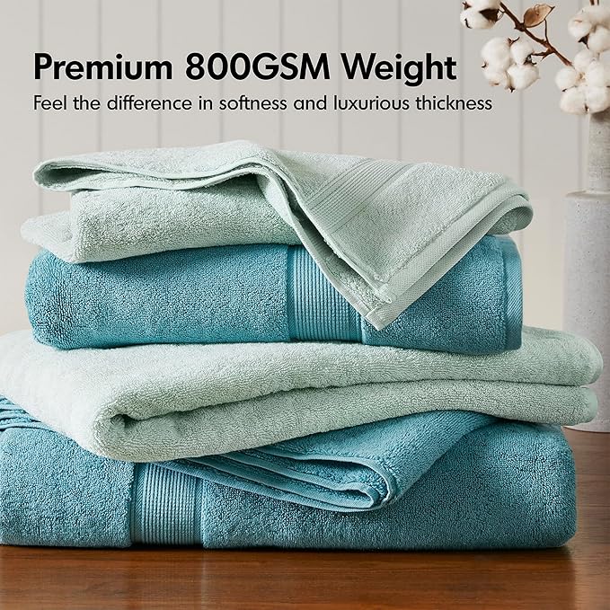 Madison Park 800GSM Bathroom Towel Set of 8 100% Cotton Bath Towel Set - Image 2