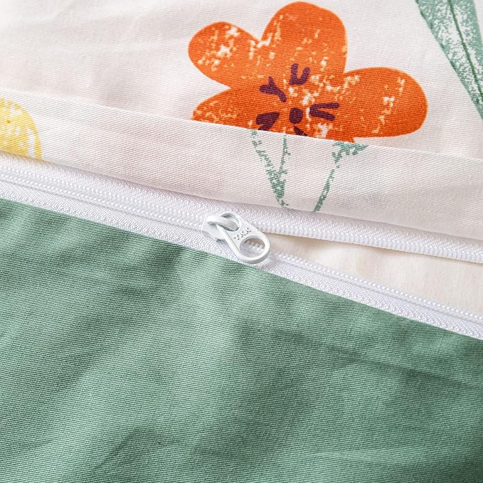 OAITE Duvet Cover Set Twin Size Floral Pattern Ultra Soft 100% Cotton Duvet - Image 7