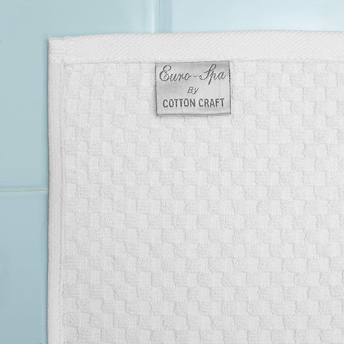 COTTON CRAFT- Euro Spa Set of 4 Luxury Waffle Weave Bath Towels, Oversized Pure - Image 2