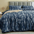 MUXHOMO Duvet Cover Full Size, Reversible Floral Navy Duvet Cover Set by MUXHOMO