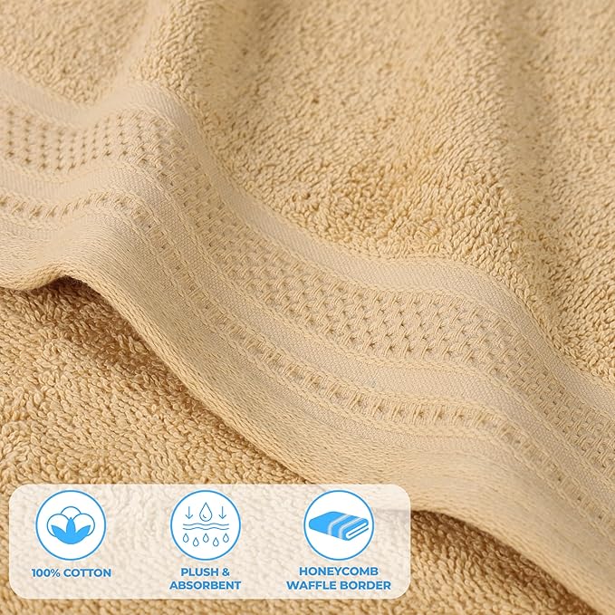 Superior Honeycomb 100% Cotton 500 GSM 12 Piece Bath Towel Set, 6 Washcloths - Image 4