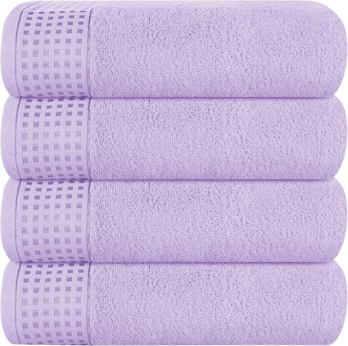 GLAMBURG Ultra Soft 4 Pack Oversized Bath Towel Set 27x54 inches, 100% Cotton by GLAMBURG