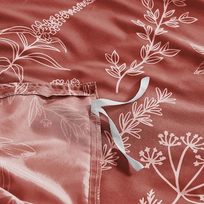 MUXHOMO Duvet Cover King Size, Reversible Floral Terracotta Duvet Cover Set - Image 6