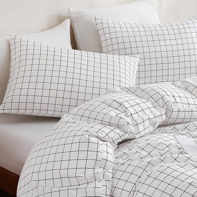 TOCOMOA Checkered Duvet Cover Set 100% Natural Cotton Soft Comfy Breathable 3 - Image 4