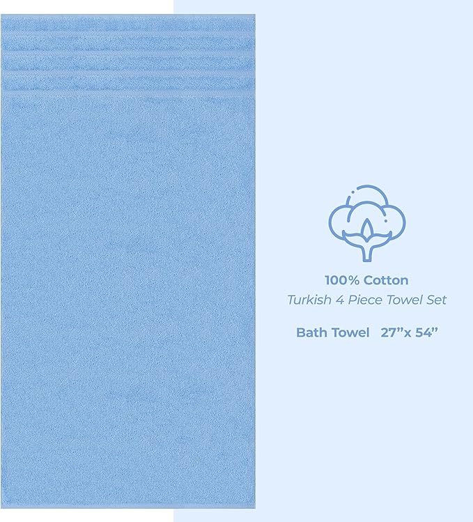 American Soft Linen Luxury 4 Piece Bath Towel Set, 600 GSM 100% Cotton Turkish - Image 4