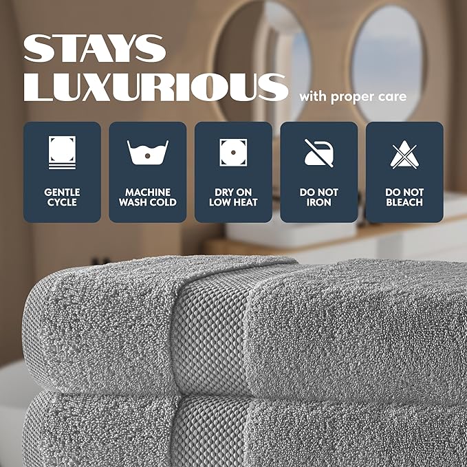 White Classic Luxury Bath Towels Set of 4 Large - Image 5