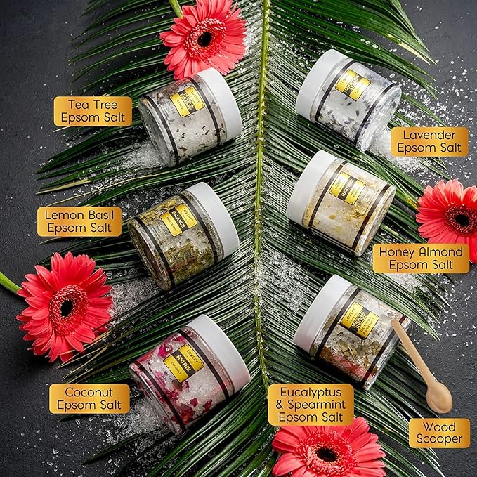 Mothers Day Gifts for Mom, Epsom Bath Salts Gift Basket Set, Self Care Salt - Image 2