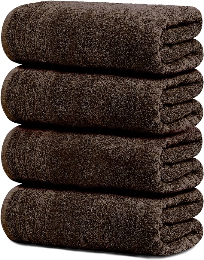 Tens Towels Pack of 4 Extra Large Bath Towels 30 x 60 Inches, 100% Cotton by TensTowels