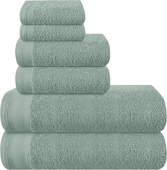 Ultra Soft 6 Pack Cotton Towel Set, Contains 2 Bath Towels 28x55 inch, 2 Hand by Unknown